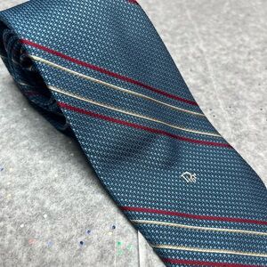 Dior Blue Tie with Red and Gold Stripes